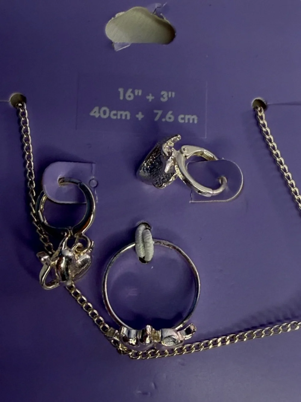 Claire's Silver Heart & Wing Necklace Set B5-34